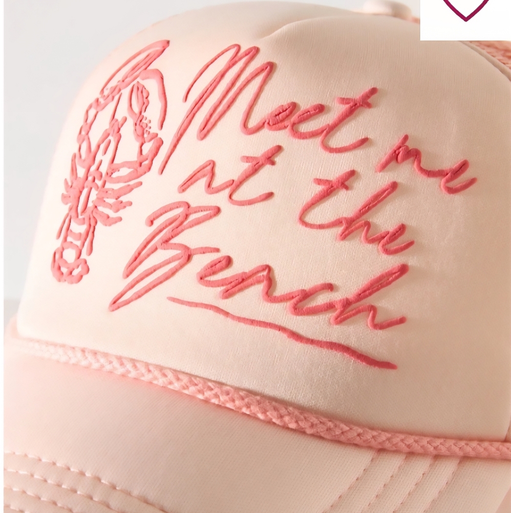 Anthropologie Meet Me at the Beach Pink and Peach Colorway Trucker Hat NWT - Picture 2 of 6